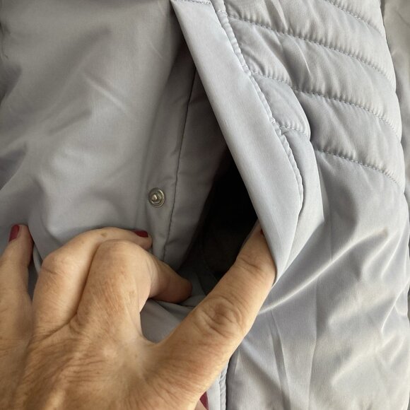 Below Zero Anorak Jacket Womens Gray Winter Coat Quilted Full Zip Hooded Sz PL - Picture 5 of 11